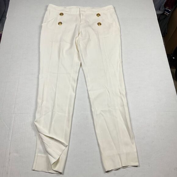 Gucci Womens Sailor Ankle Pants Ivory Mid Rise Zip Up Trousers Size 42 IT 12 US - Picture 1 of 14